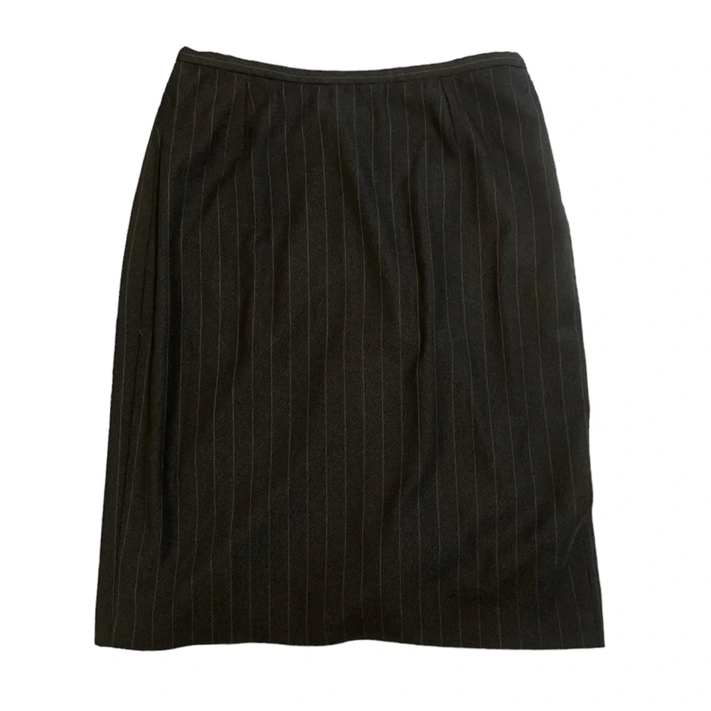 ARMANI Collezioni virgin wool black pinstripe skirt size 12 like new vintage - Picture 2 of 9